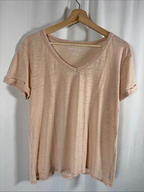 American Eagle Outfitters Blush Pink V-Neck Short Sleeve Tee